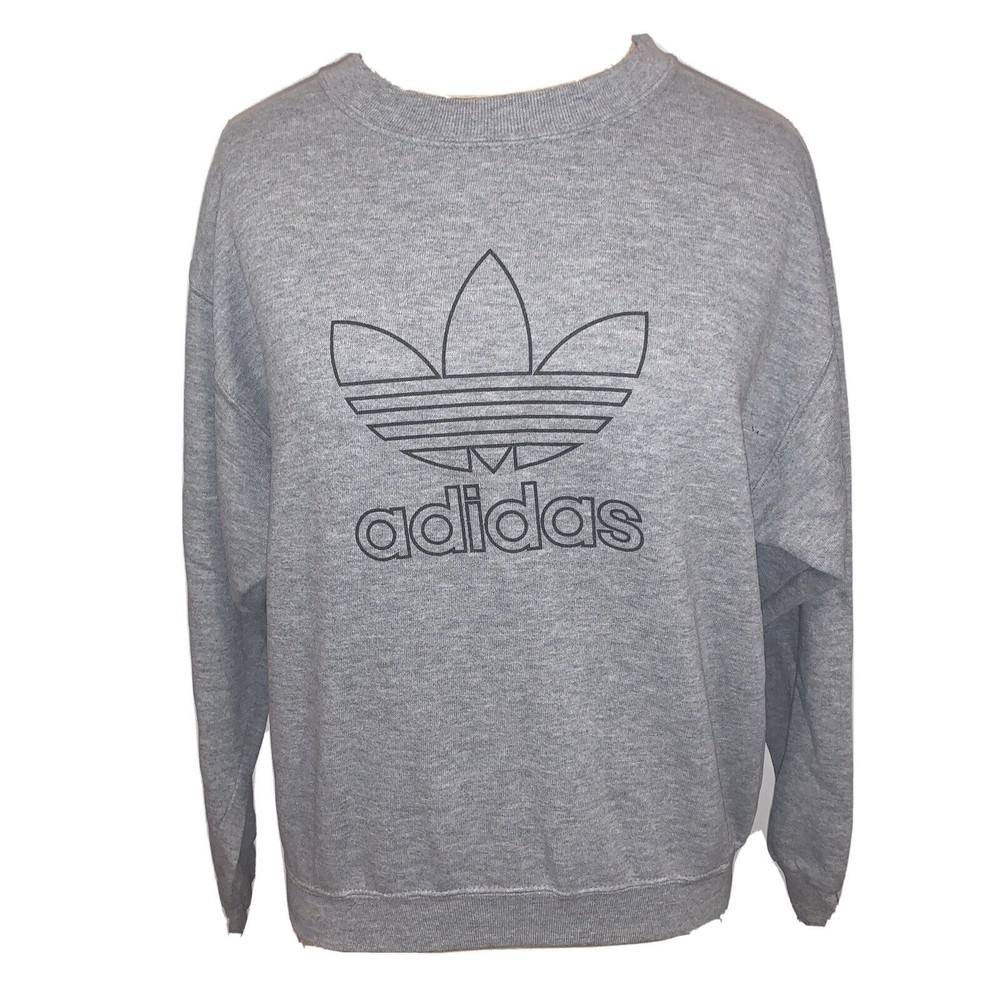 Vintage Adidas Sweatshirt Crewneck Gray Spell Out Made In USA UNISEX S/M/L